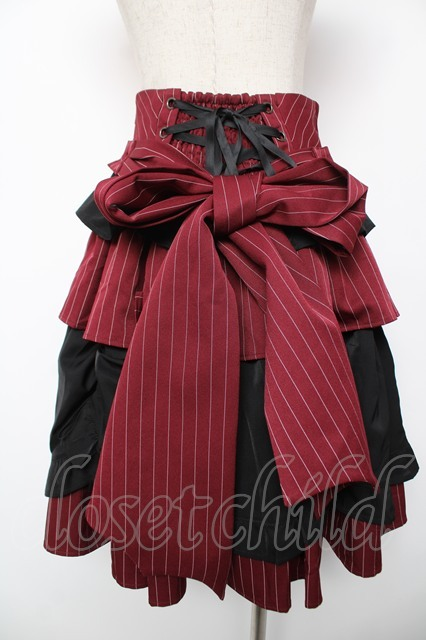 ストライプフリルスカート、ジャケットセット 赤 Chalmiere ストライプフリルスカート | Chalmiere | axes femme onlineshop