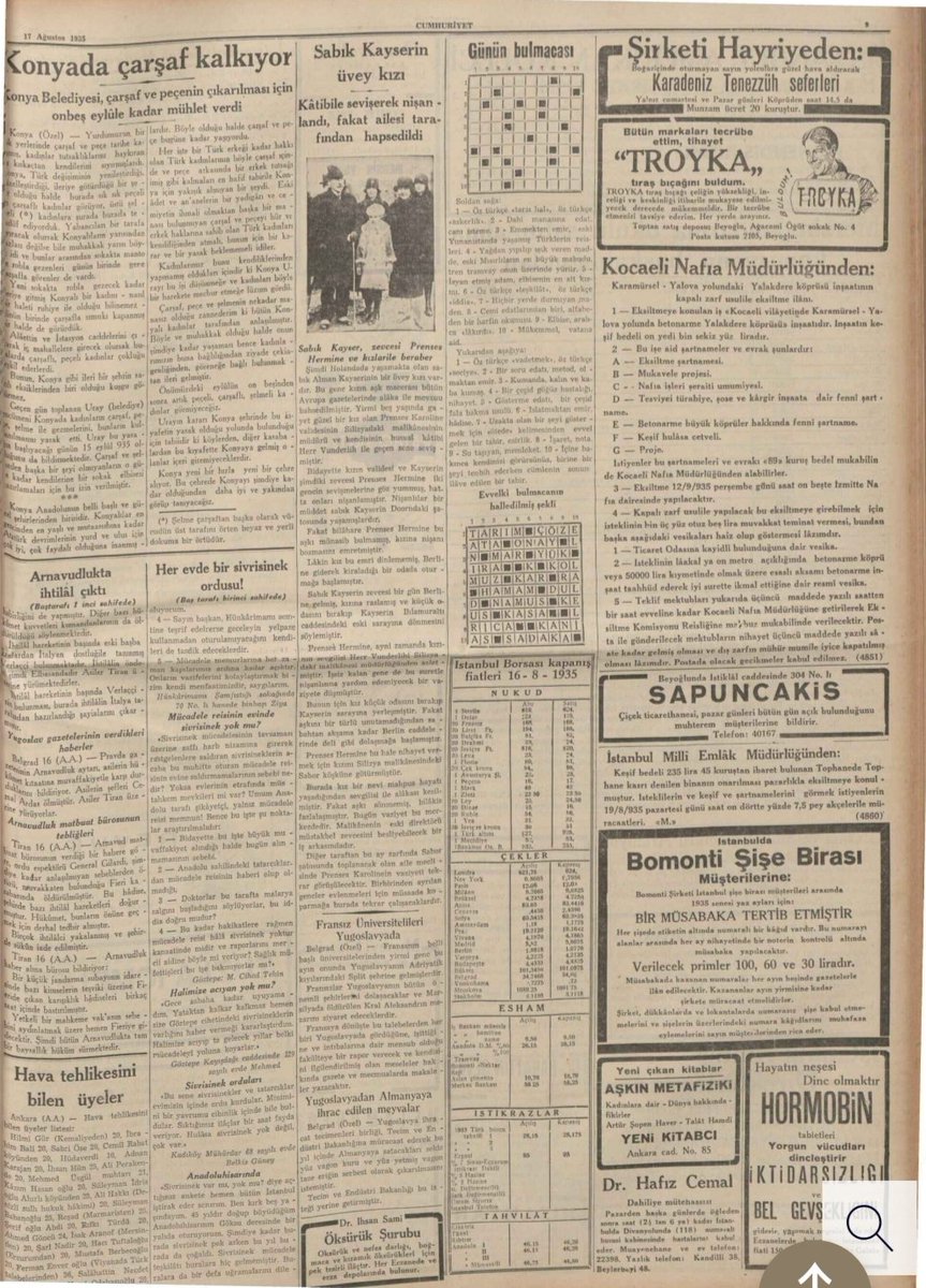 Tarih 17 Ağustos 1935.konyada çarşaf kalkıyor başlıklı yazı.bu sadece bir ornek.kiyafet inkılabı dedikleri şey insanların ibadetlerine engel olmak.
Kaynak:Cumhuriyet gazetesi arşivleri