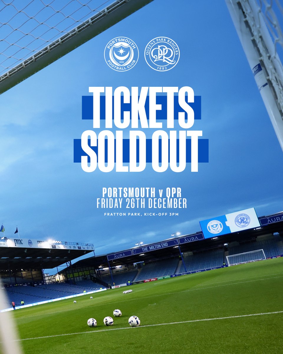 QPR's tweet image. Boxing Day is now 𝗦𝗢𝗟𝗗 𝗢𝗨𝗧 🙌

See nearly 2,000 of you R's in Portsmouth ⛴️