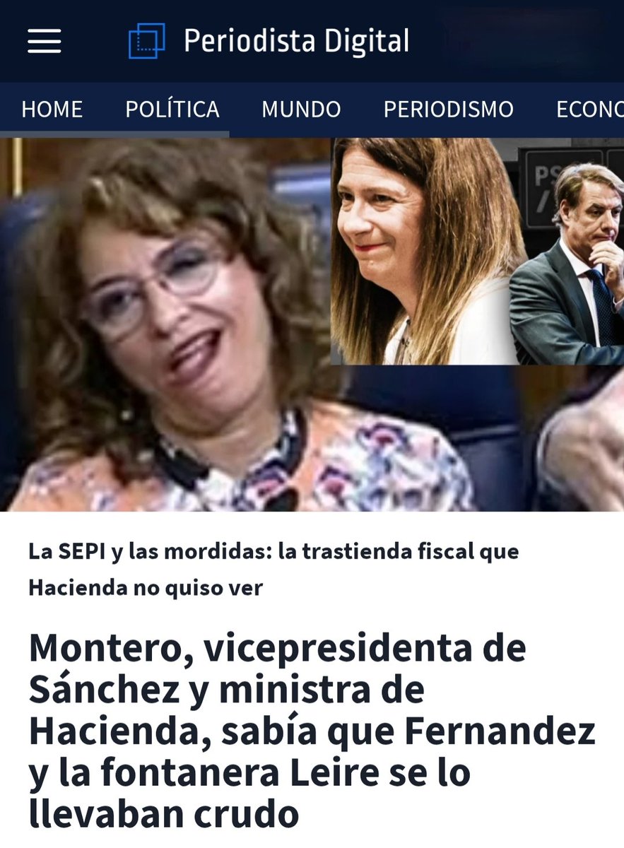 Lo sabía y lo calló, esto y todo lo demás. 

Hace mucho que la señora Montero dejó de ser ministra de Hacienda para ser ministra del Silencio. 

periodistadigital.com/economia/20251…