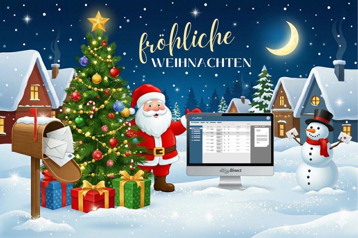 🎄✨ Frohe Weihnachten und ein glückliches neues Jahr! ✨🎄

Herzliche Weihnachtsgrüße
Ihr Binect-Team 
💙