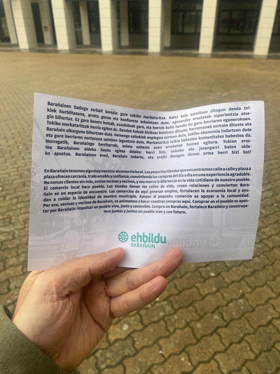 Seguimos con nuestra campaña en favor del comercio de Barañain.