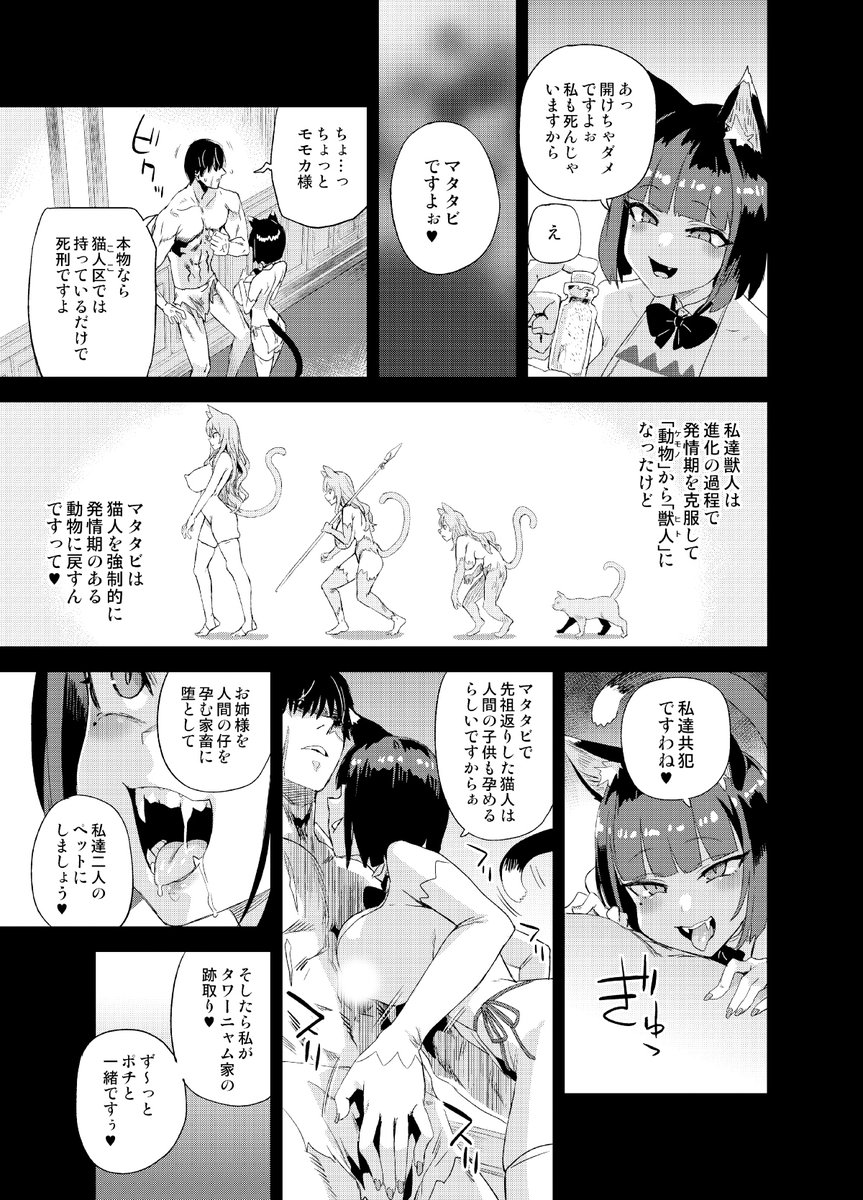 冬コミ新刊の書店取り扱いが開始しました。

猫族の双子にペットとして飼われるヒューマンのポチは
、妹と共謀しマタタビを使って下剋上を目指すが…
ハードコア純愛ハートフルにゃんこマタタビストーリー!本文48pです。よろしくお願いします。
https://t.co/Qk5gxkka95
https://t.co/wPj4joRpZF 