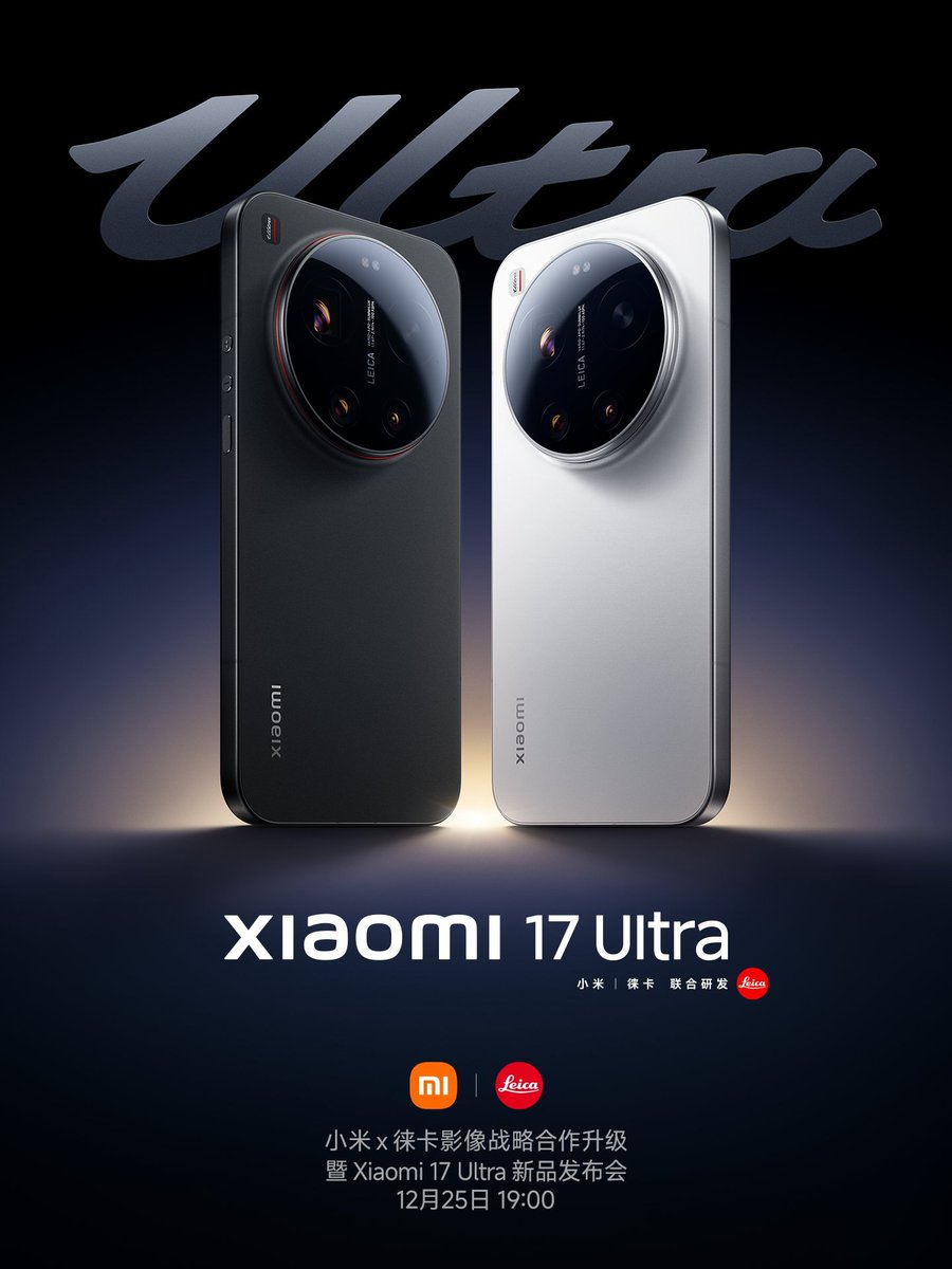 Xiaomi 17 Ultra official look, launching in China on December 25, 2025.

#Xiaomi #Xiaomi17Ultra