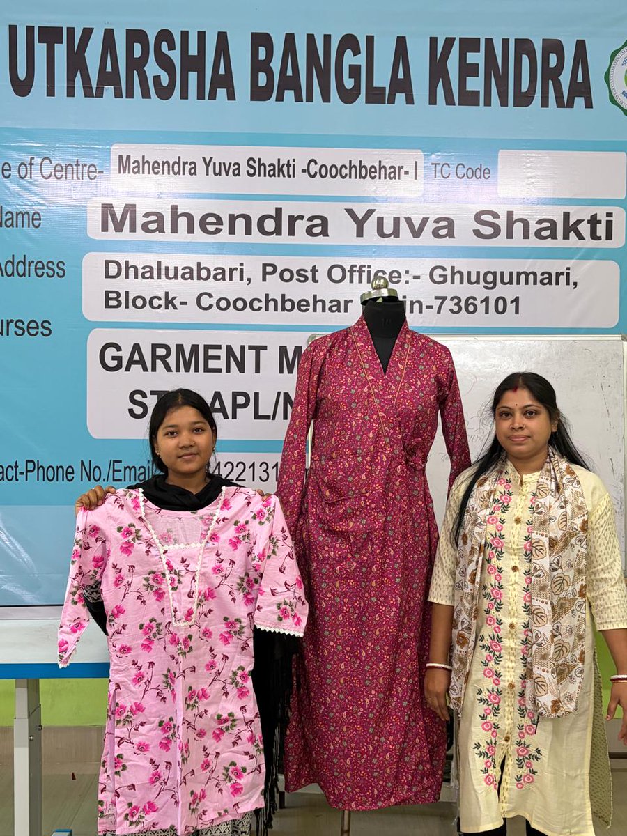 Utkarsh Bangla Trainees  showing their own hand made garments.
TC Name : Mahendra Yuva Shakti- Coochbehar I
Course Name : GARMENT MANUFACTURING,V2

<a href="/UtkarshBangla/">Utkarsh Bangla</a> <a href="/DMCoochbehar/">DM CoochBehar</a> <a href="/DCoochbeha53730/">DICO Coochbehar</a> <a href="/coochbehar_i/">BDO COOCHBEHAR I</a> 
#SkillDevelopment #GarmentsManufacturing #PBSSD
#UtkarshBangla