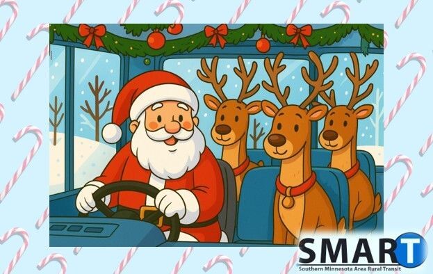 SMARTTransitMN's tweet image. 🚨 REMINDER 🚨

Hey SMART riders - Santa called and said we’ve been good this year, so we’re getting some time off! 🎅
🎄 Christmas Eve: Closing at 3 PM
🎁 Christmas Day: Closed
🛷 Day After Christmas: Closed

#HappyHolidays #PublicTransit #SMARTTransit