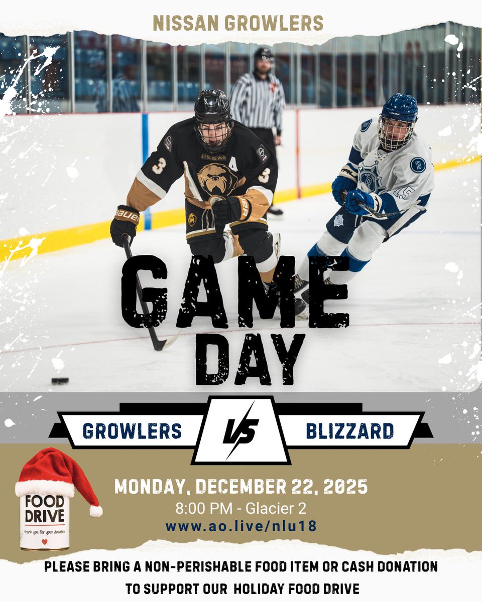 ⬛️⬜️🟨 Game Day!!
🕢 8:00PM
📍 Glacier Arena 2
🆚 <a href="/EC_Blizzard/">East Coast Blizzard</a> 
📺 ao.live/nlu18

#NoTimeOff #Woof