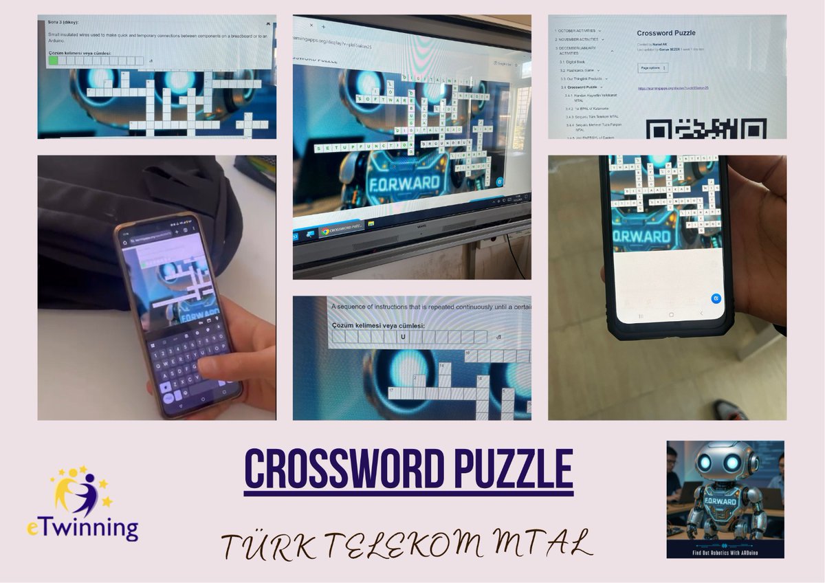 Okulumuzda yürütülmekte olan “F.O.R.W.ARD (Find Out Robotics With ARDuino)” eTwinning projesi kapsamında Aralık ayı çalışmaları dahilinde, Arduino komutlarını içeren LearningApps Crossword Puzzle (bulmaca) etkinliği uygulanmıştır.
<a href="/ulusalajans/">Türkiye Ulusal Ajansı 🇹🇷 Turkish NA</a>
<a href="/konyamem/">Konya İl MEM</a>
<a href="/MeslekiEgitim42/">Mesleki ve Teknik Eğitim - KONYA</a>