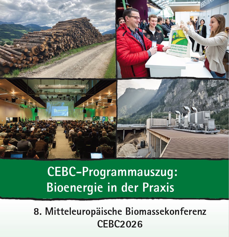 📯NEU 2026 – fünf zusätzliche
„Bioenergie in der Praxis“-Sessions📯

Mit der 8. Mitteleuropäischen Biomassekonferenz #CEBC2026 wird Graz erneut zur Biomasse-Hauptstadt 🇦🇹. Erstmals wird neben einer Fülle int. Fachbeiträge in 29 Parallelsessions, 3 Exkursionen und diversen