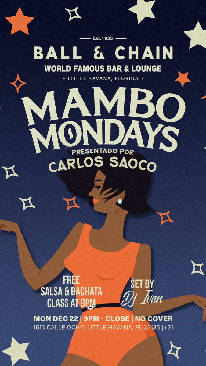BallAndChainBar's tweet photo. TONIGHT: #LiveJazz 6 to 9, then #MamboMonday with DJ Ivan + a FREE #SalsaClass &amp; #BachataClass, 9

TOMORROW: #Bachatuesday includes @DJJorgeCharun + a FREE #BachataLesson

#supportlocal https://t.co/kBdwIKSopr
🍍💚 https://t.co/3flKxEJD1q