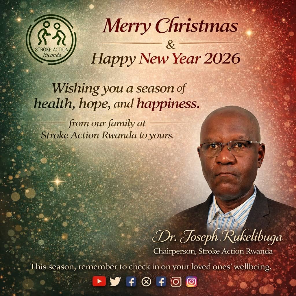 strokeaction_RW's tweet image. This festive season, S.A.R wishes you peace, resilience, and hope. Stroke prevention begins with awareness, healthy living, and care. Together, let us support survivors and families toward wellbeing.
#NCDs #Wellbeing
#StrokeActionRwanda #SeasonOfHealth
#HappyNewYear