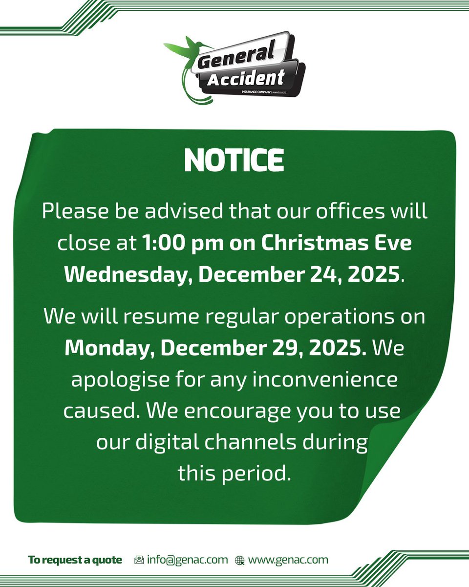 genacc's tweet image. Please be advised that our offices will close early on  December 24, 2025, for Christmas Eve. We will reopen on December 29, 2025.
For any urgent inquiries during this time, please use our digital platforms. Wishing you a wonderful Christmas Eve and a joyful holiday season!