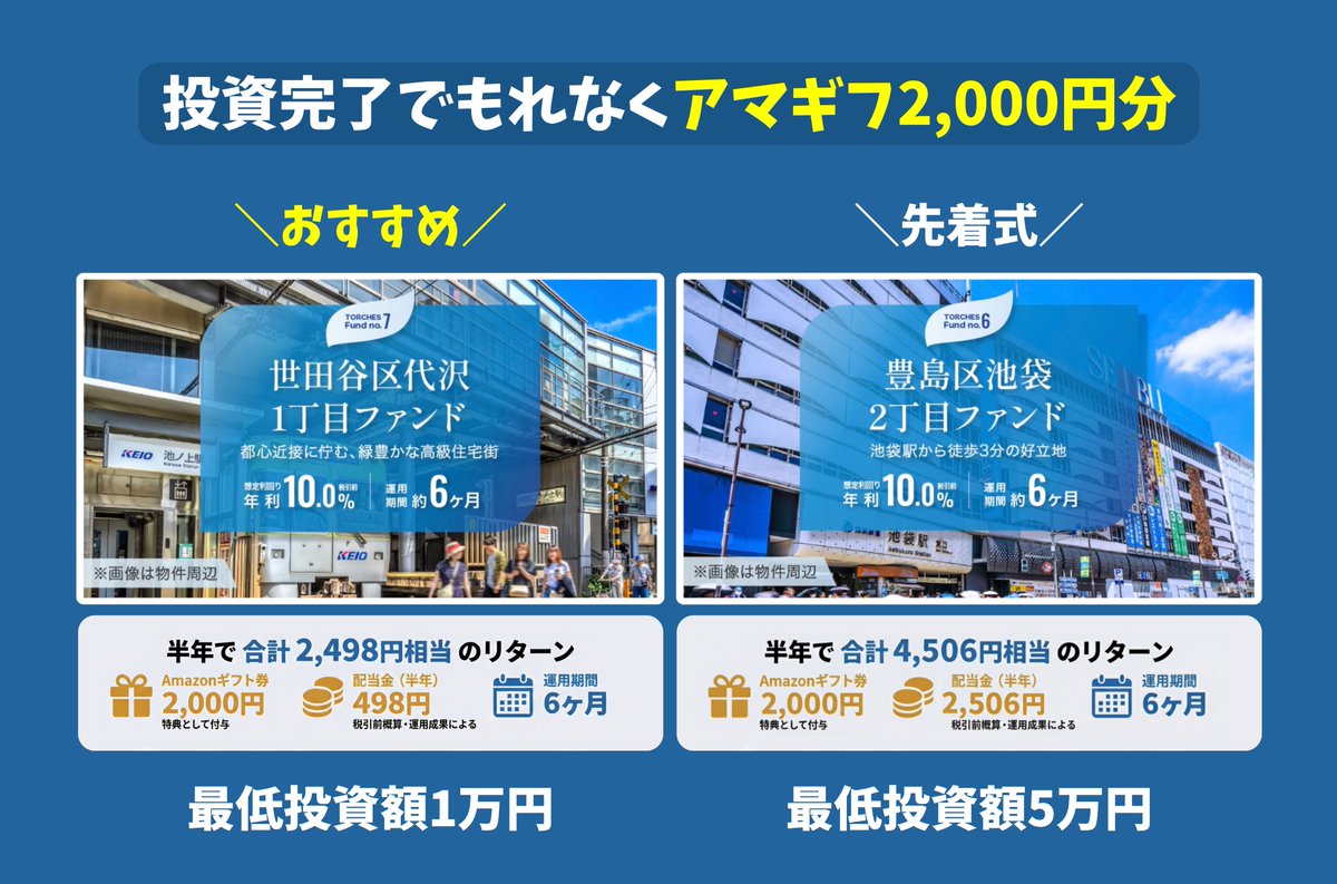 ぽんずさま確認ページ♡ トーチーズ投資完了でもれなく全員アマギフ2000円分もらえる
