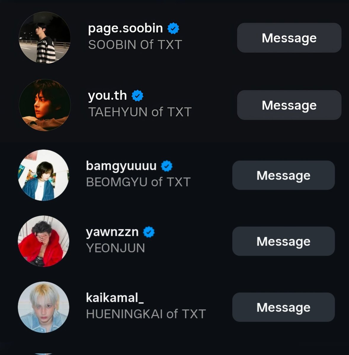 Our OT5 on Instagram.
#TOMORROW_X_TOGETHER