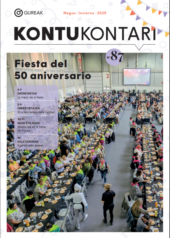 grupogureak's tweet photo. 📰 | Ya está disponible la edición N.º 87 del KONTUKONTARI.

🎉 Reportaje: Lo mejor de la fiesta.
🎂 Elkarrizketak: La fiesta en imágenes.
👨‍🍳 Ikusi eta ikasi: Ostalaritza en la fiesta de Ficoba.
🎭 Zaletasunak: Detrás del escenario.

https://t.co/oBiHDnEoM5 https://t.co/klTL6PirVi