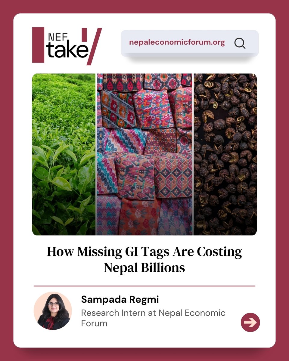 NEFNepal's tweet photo. Could Nepal’s heritage products be earning the country billions? Are we missing out?
Find out in this week’s #NEFtake, by Sampada Regmi.
Read now: https://t.co/UPSJgdLvFP
#NEF2025 #NepalEconomy #Trade #CulturalHeritage #GI #EconomicDevelopment #NepalTrade https://t.co/gk1MXISHiX