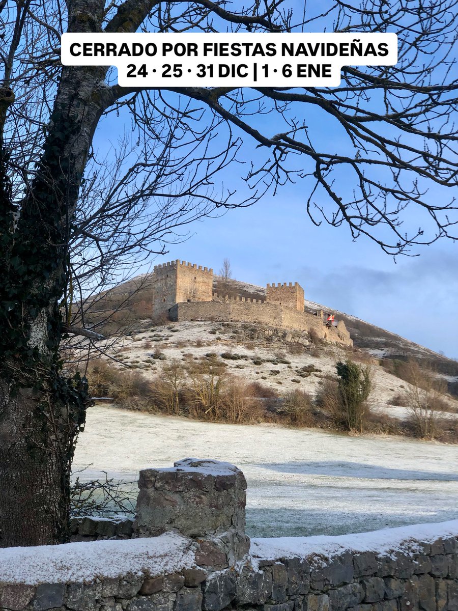 CastilloArgueso's tweet photo. Con esta estampa invernal, os recordamos que, con motivo de las fiestas navideñas,
el #CastilloDeArgüeso permanecerá cerrado los días 24, 25 y 31 de diciembre, y 1 y 6 de enero.

Gracias por vuestra comprensión y ¡Feliz Navidad!

#campoodesuso 
#cunadelebro
#Cantabria https://t.co/kDf334PQJJ