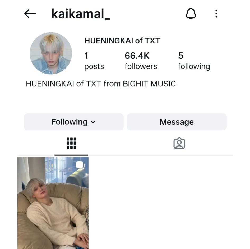 Huening Kai of TXT has officially opened his personal IG account.

All members of the group have their own accounts now.