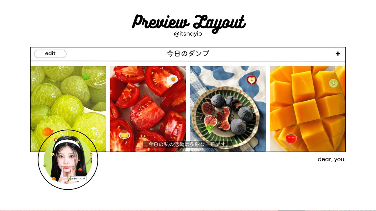 itsnayio's tweet image. tolong repost, terima kasih.

h🅰️yi, dalam rangka merayakan HARI IBU, kak JEVOUS @tibbae berniatan berbagi nih🧃🌀 ada 6 slot FREE LAYOUT by request &amp;lt;bubbly, pepamint, jumino&amp;gt; 🍀⭐ yang bisa kamu klaim melalui REPLY. ketentuan cek di ALT-! 💬🍎🛝

#zonauang