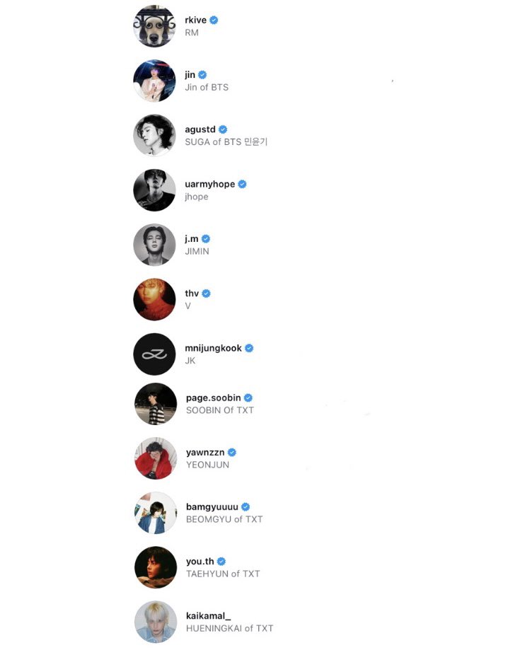 0X1_1304's tweet photo. bts and txt personal instagram accounts 12/12! https://t.co/IXPO9d2VLp