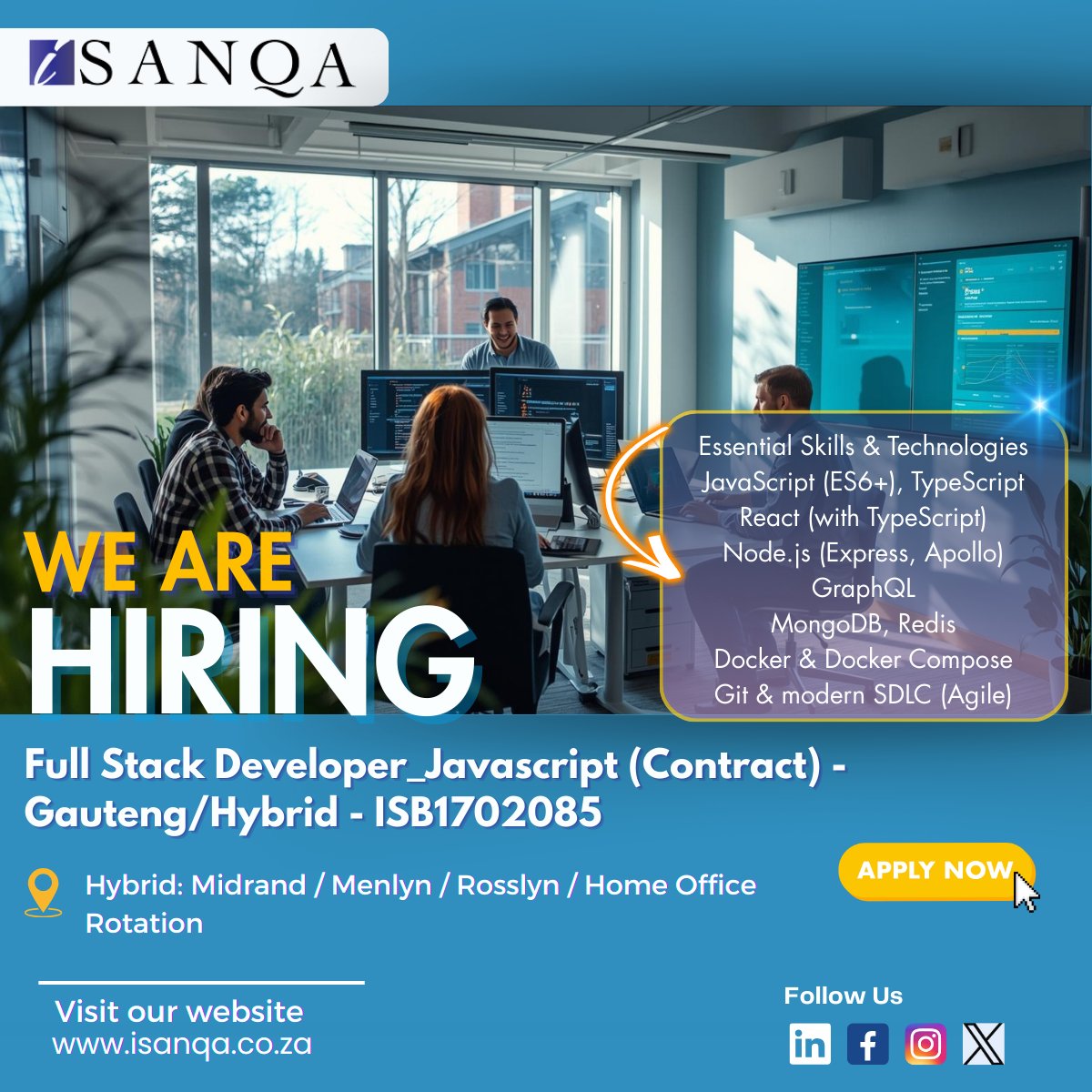 iSanqaJobs's tweet image. 🔊iSanqa | Now Hiring | Full Stack Developer_Javascript (Contract) - Gauteng/Hybrid - ISB1702085
💻 React | Node.js | TypeScript | GraphQL
Build scalable SaaS platforms for global dev teams.

Link to Apply 👉🔗tinyurl.com/mws4uwae
 
#FullStackDeveloper #JavaScript #SaaS
