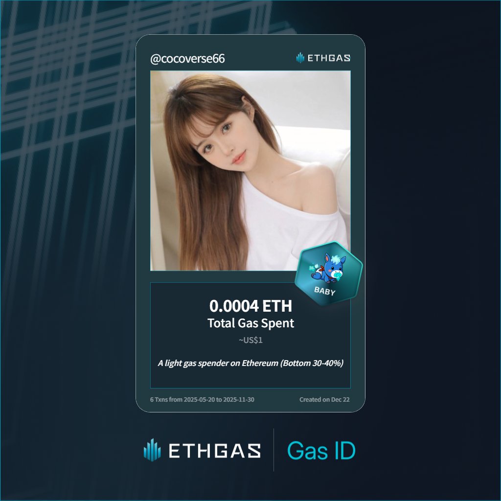 cocoverse66's tweet photo. Leveled up in the Great Gas Reckoning with ETHGas! 💪

Baby Jack status: 0.0004 ETH gas spent, 1 Beans earned—supporting the Gasless Future!

Claim your Gas ID at https://t.co/M2EeAuvaAt https://t.co/xMf2jHPHy1
