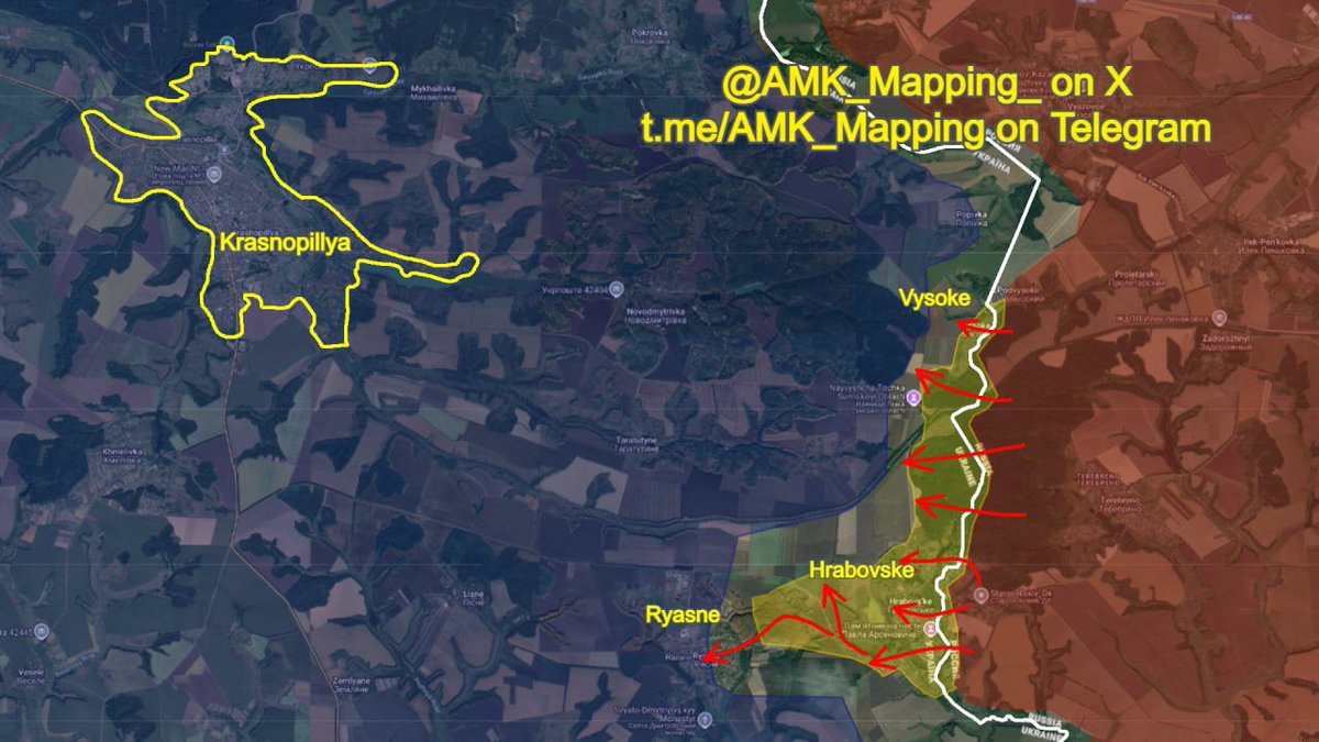 22.12.2025
🇺🇦⚔️🇷🇺 Am 20.12.2025 überquerten die russischen Streitkräfte erneut die internationale Grenze. Sie marschierten erneut in die Oblast #Sumy ein und konnten ohne großen Widerstand die Ortschaften Hrabovs'ke und Vysoke einnehmen. 

Dies dient wahrscheinlich nur dazu