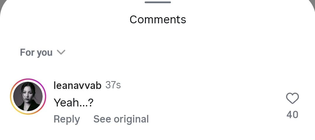 txtdom's tweet image. Lea commented on huening Kai insta post 😭😭