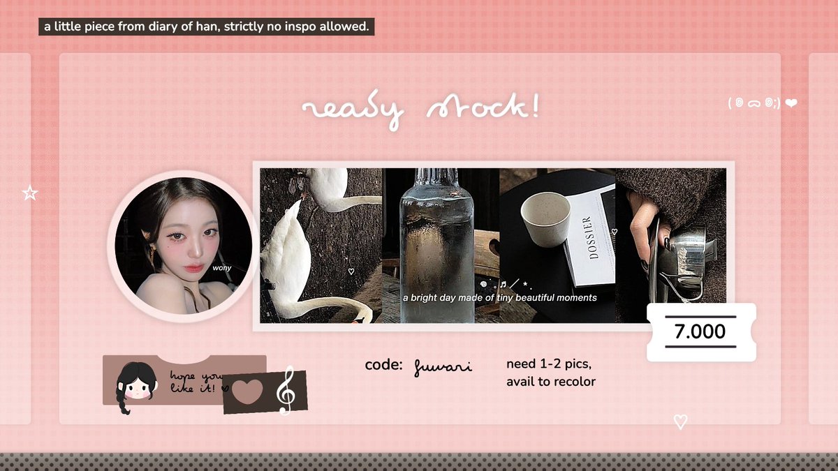 diary__of__han's tweet image. help repost pwease, thank you! 🌀📑🥢

halooo, aku punya 4 layout ready stock serba wonyoung dengan harga masing masing tertera pada gambar yang bisa kalian jemput sekarang 3____; ❤️ kalau berminat bisa hubungi aku melalui dm yaaa, jangan lupa @ after dm, makaciw! 💭👀 #zonauang