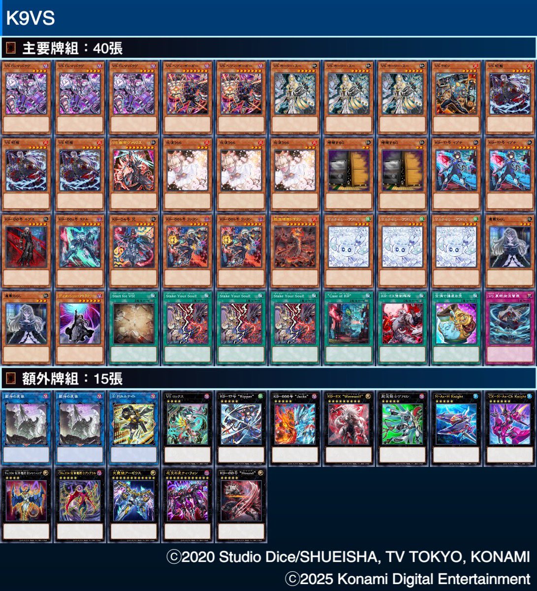 YCSA Taipei 2025

使用　K9VS

M∀LICE            先　❌
巳剣　　　　　後　⭕️
ヤミー　　　　先　⭕️
ラビュリンス　先　⭕️
シャドール　　先　⭕️
M∀LICE            後　⭕️
烙印　　　　　後　⭕️
K9VS                後　⭕️

1500人、45位でTOP64進出

ヤミー　　　　後　☺️

蛟龍スーボーガー！