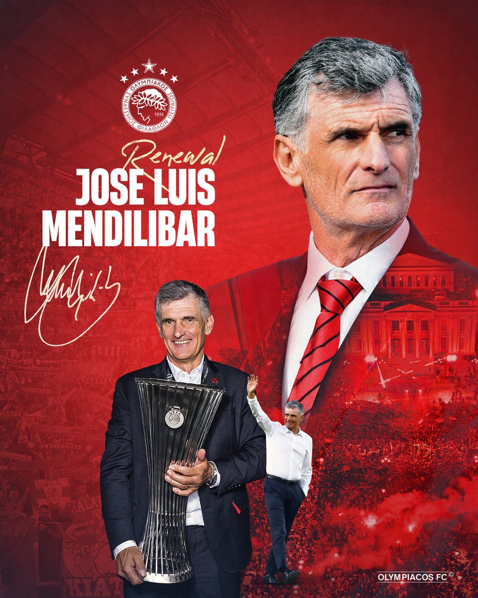 olympiacosfc's tweet image. 🔴⚪️ O Χοσέ Λουίς Μεντιλίμπαρ ανανέωσε με τον Ολυμπιακό μας! / José Luis Mendilibar has renewed with Olympiacos FC!