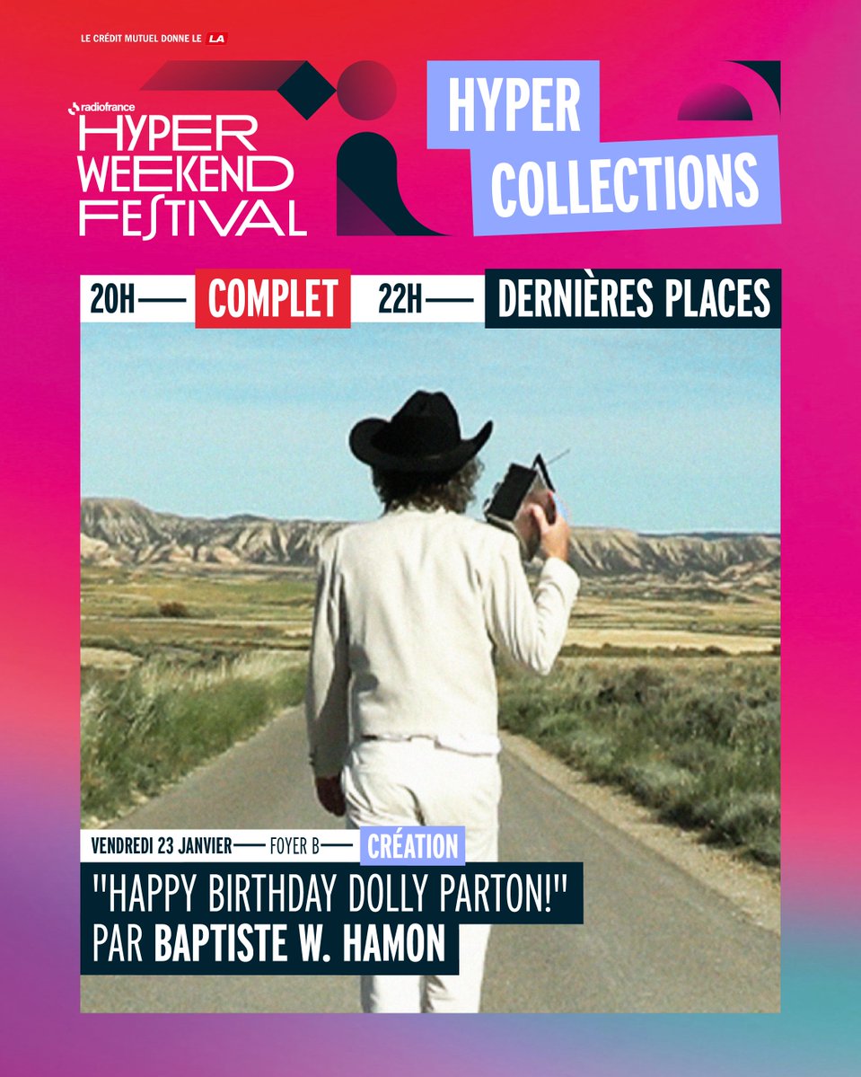 hyperweekendf's tweet image. LES HYPER COLLECTIONS PREMIÈRES SÉANCES COMPLÈTES 🩷

Des artistes d’aujourd’hui qui traversent des répertoires cultes, entre hommage et recréation.
Il reste encore quelques places pour les deuxièmes séances, à vos marques 🏃‍♀️

🎫𝗕𝗜𝗟𝗟𝗘𝗧𝗧𝗘𝗥𝗜𝗘 : urlr.me/Vq3stZ