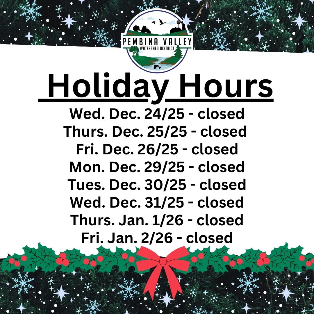 The PVWD Board and staff would like to wish everybody a happy holiday season!  Please note that our office will be closed from Wed. Dec. 24, 2025 - Fri. Jan. 2, 2026.