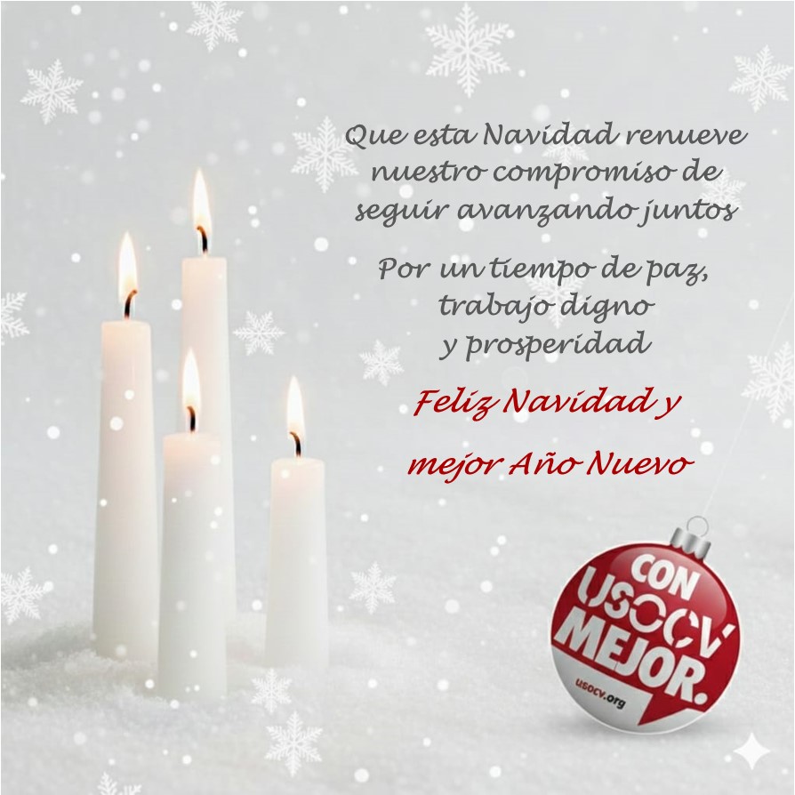 Desde USOCV te damos las gracias por seguir formando parte del proyecto y de los sueños y objetivos que tenemos para 2026, deseamos que pases una muy Feliz Navidad y Feliz Año 2026!!. ✨💫🎄♥️