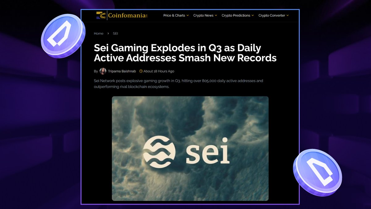 🔥 <a href="/SeiNetwork/">Sei</a> gaming is setting new records!

According to Coinfomania, Sei averaged over 805,000 daily active addresses in Q3, marking explosive growth across its gaming ecosystem. World of Dypians led the charge with 143,000+ daily active addresses, highlighting real and