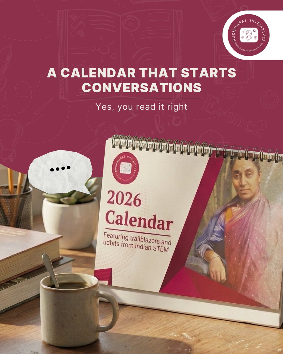 Rukhmabai101's tweet image. The Rukhmabai Calendar 2026 sits on your desk, bringing the stories of Indian women in STEM into everyday conversations at home, work, and classrooms.

👉 Order your copy now. Start better conversations.
rukhmabai.com/rukhmabai-cale… 

#RukhmabaiCalendar2026 #WomenInSTEM