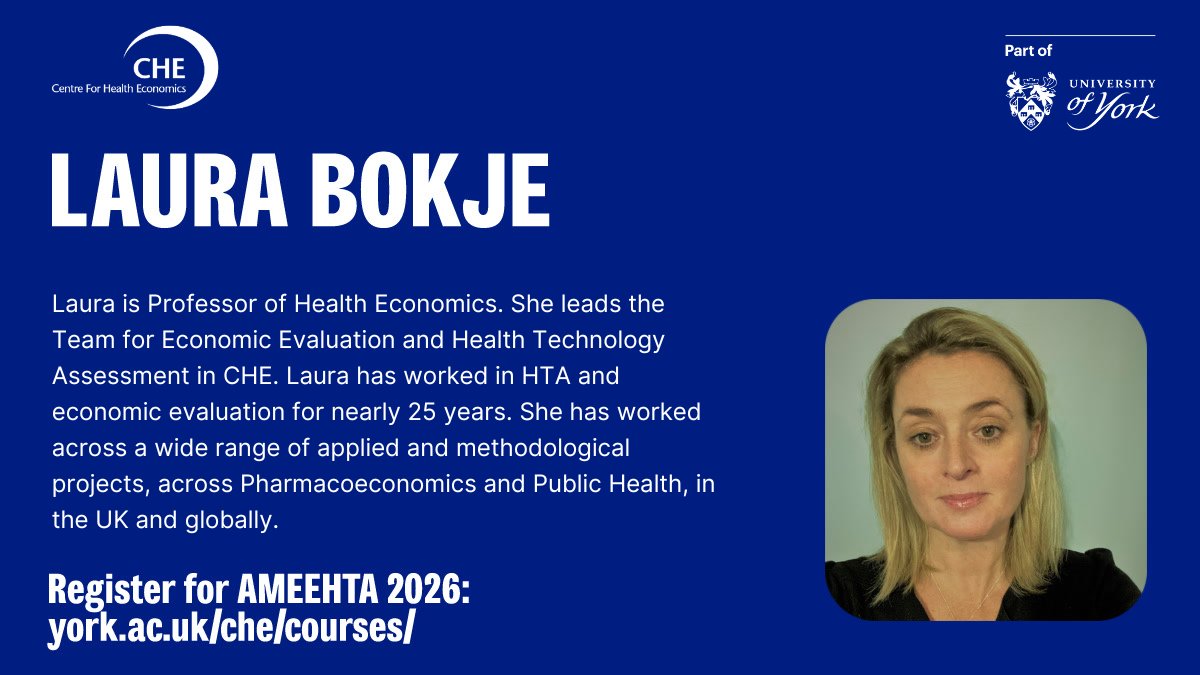 CHEyork's tweet photo. Strengthen your decision-making in #HTA🚀

Join the Advanced Methods of Economic Evaluation for Health Technology Assessment 2026 short course for analysts, managers &amp; policymakers.

📅 23 Feb - 24 April 2026
💻 Online learning with experts

🔗https://t.co/9HeoQejA7l https://t.co/qR2UPqbT7e