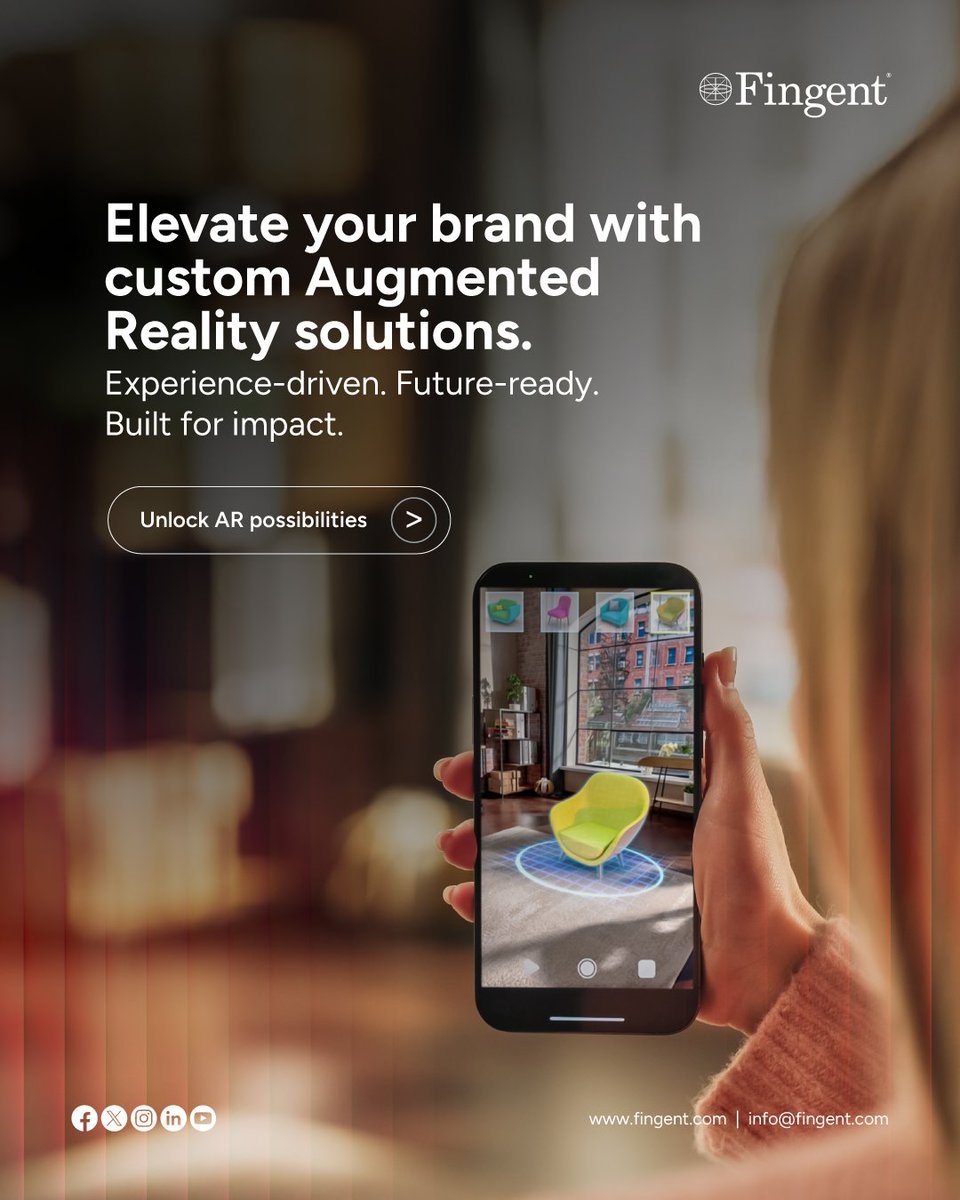 Bring your brand to life with custom AR experiences built to engage and convert.

👉 Explore AR solutions →fingent.com/augmented-real…

#AR #AugmentedReality #BrandExperience #TechInnovation #Fingent