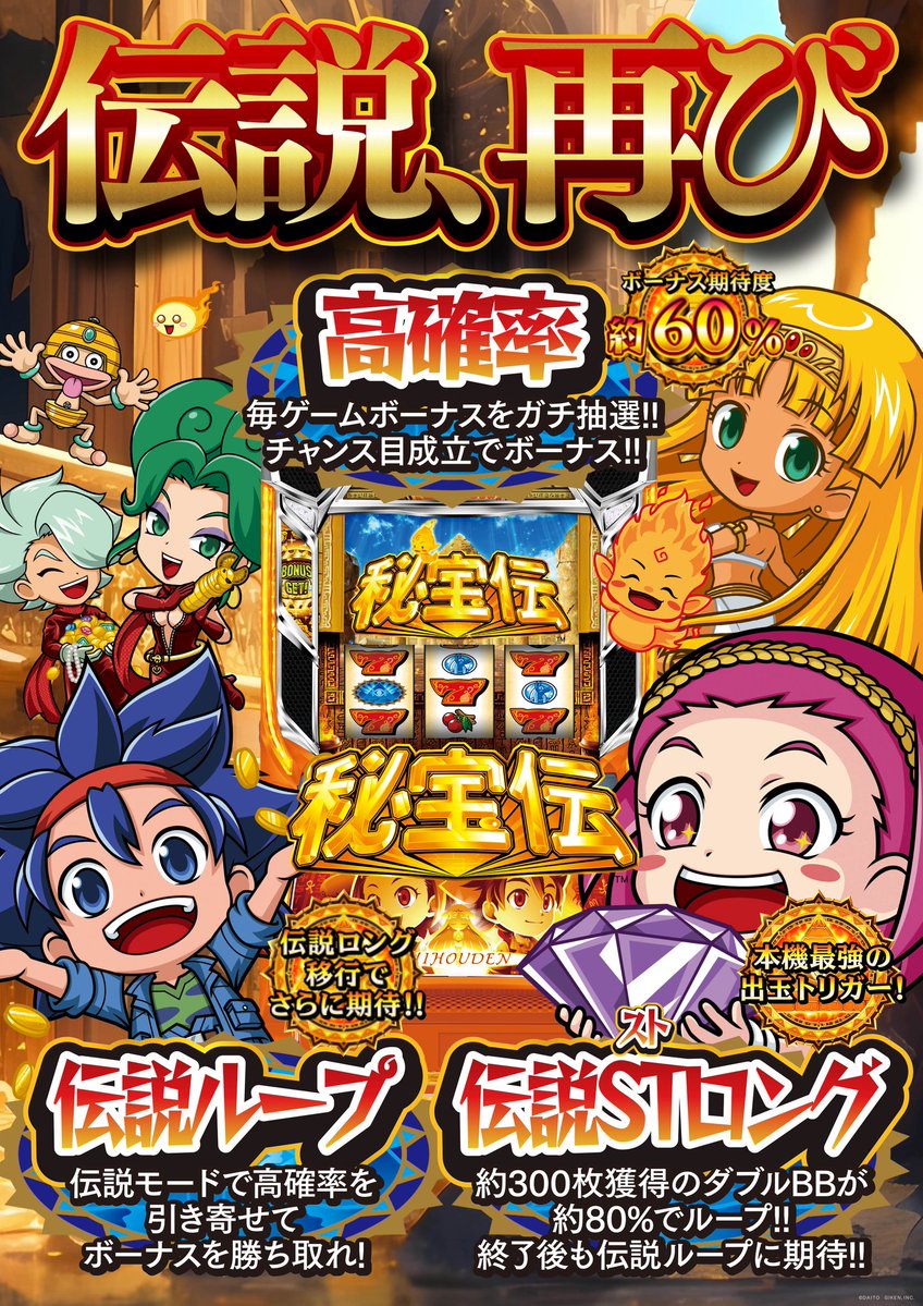 話題の最新台紹介シリーズ第2弾っ！ ・スマスロ 秘宝伝 ⇒4号機のあの