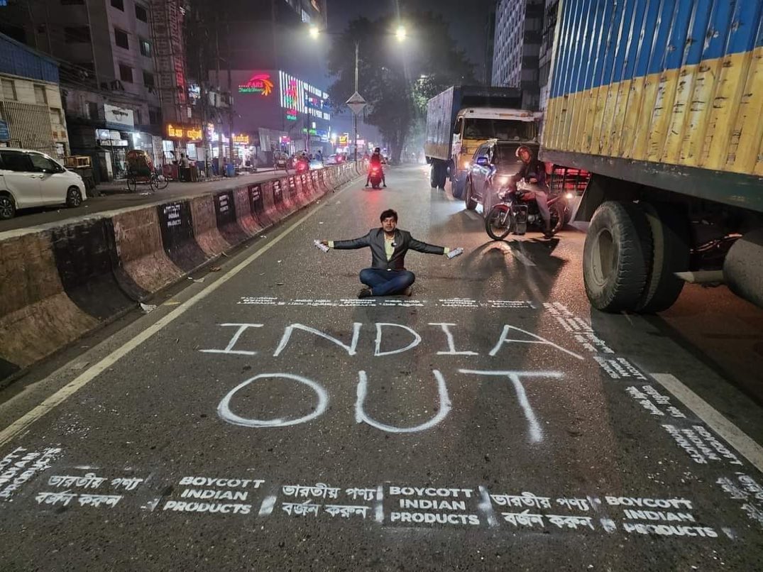 A Bangladeshi protestor who was protesting against India on road was run over by a truck, admitted in hospital now in serious condition