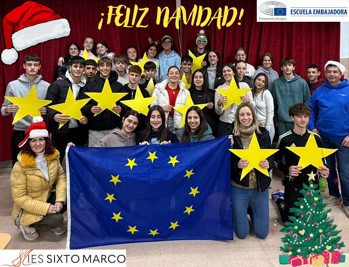 <a href="/ISixtoMarco_EE/">Escuela Embajadora IES Sixto Marco</a> os desea una FELIZ NAVIDAD <a href="/sepiegob/">SEPIE</a> 
<a href="/EUErasmusPlus/">Erasmus+</a>
#ErasmusPlus
@ErasmusPlusSEPIE 
@parlamentoeuropeo
@europedirectcvalenciana
/Europedirectcvalenciana
<a href="/Europarl_ES/">Parlamento Europeo en España</a>
Parlamentoeuropeo.ES
@europeanparliament 
Escuelasembajadoras.eu
#EPAS 
#escuelasembajadoras