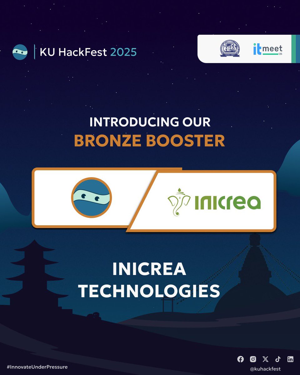 kuhackfest's tweet photo. Proud to welcome @inicreatech as the Bronze Booster of KU HackFest 2025 🚀
Thank you for supporting innovation and young builders.
#KUHackFest2025 #BronzeBooster #InicreaTechnologies https://t.co/aZZuHnXRO5