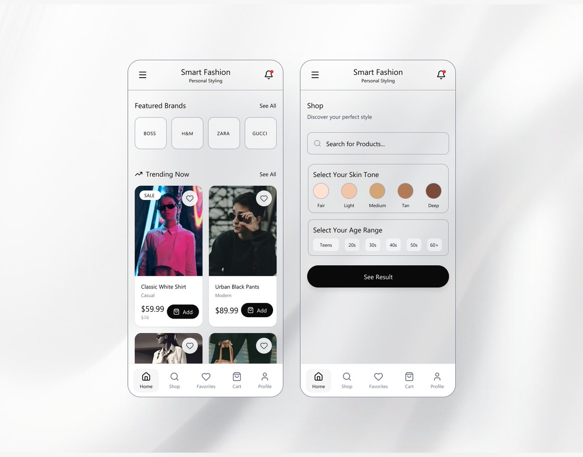 design_ideat's tweet photo. Smart Fashion — AI-Powered Personalized Fashion Shopping Experience
Personalized outfit recommendations based on skin tone &amp; age range, with match % for smarter fashion decisions.
Have a fashion or e-commerce idea?
📧 hello@oxlipstudio.com
#SmartFashion #FashionTech #AIDesign https://t.co/3KZGzaDKpr