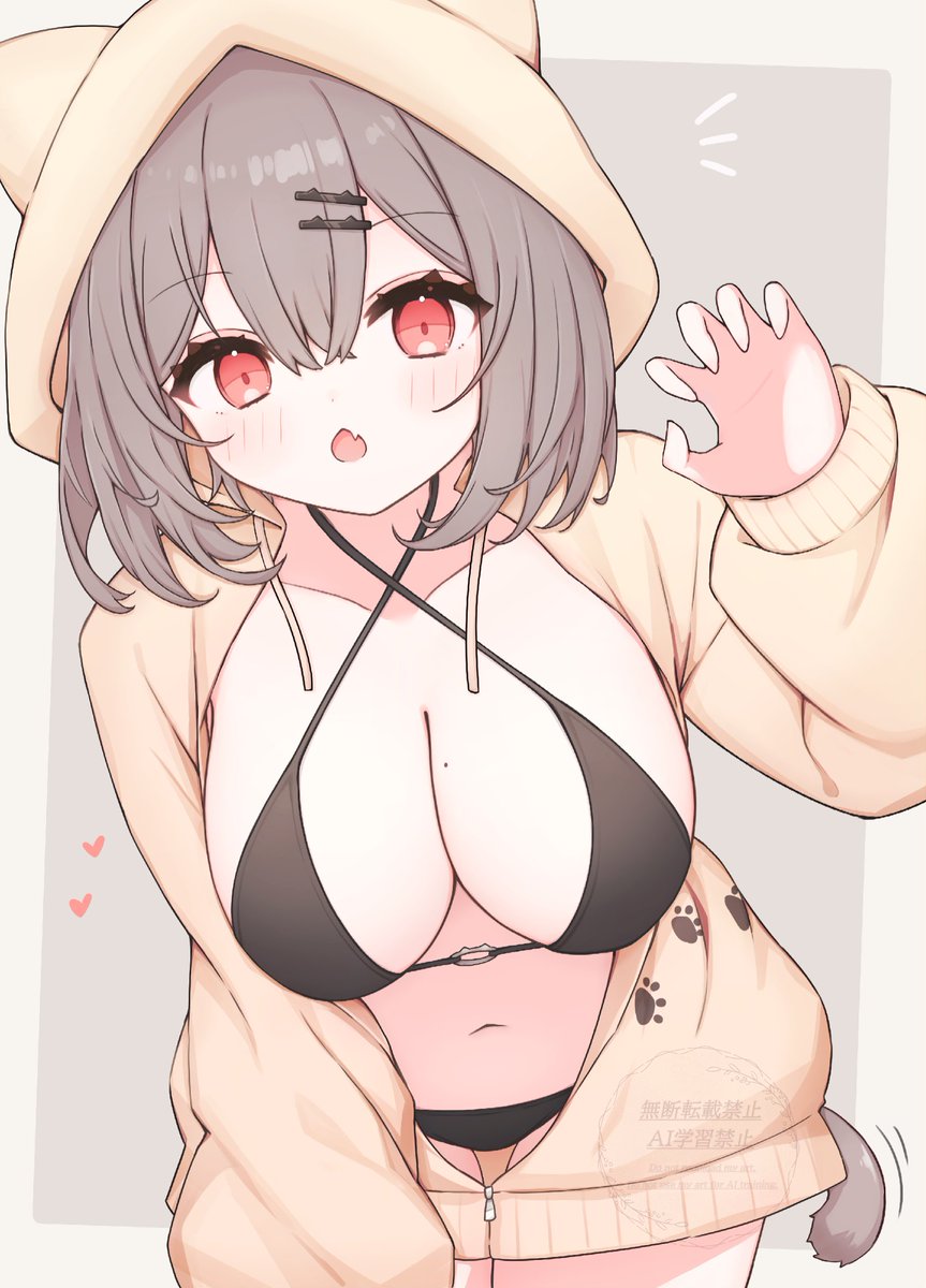 ※補足
ケモミミパーカーの子はちゃんと尻尾あるしフードの下にケモミミあります!黒猫メイドさんはメイド姿が横向きで曖昧なので追加の資料作りました!よろしくおねがいします～!🙏🙏 