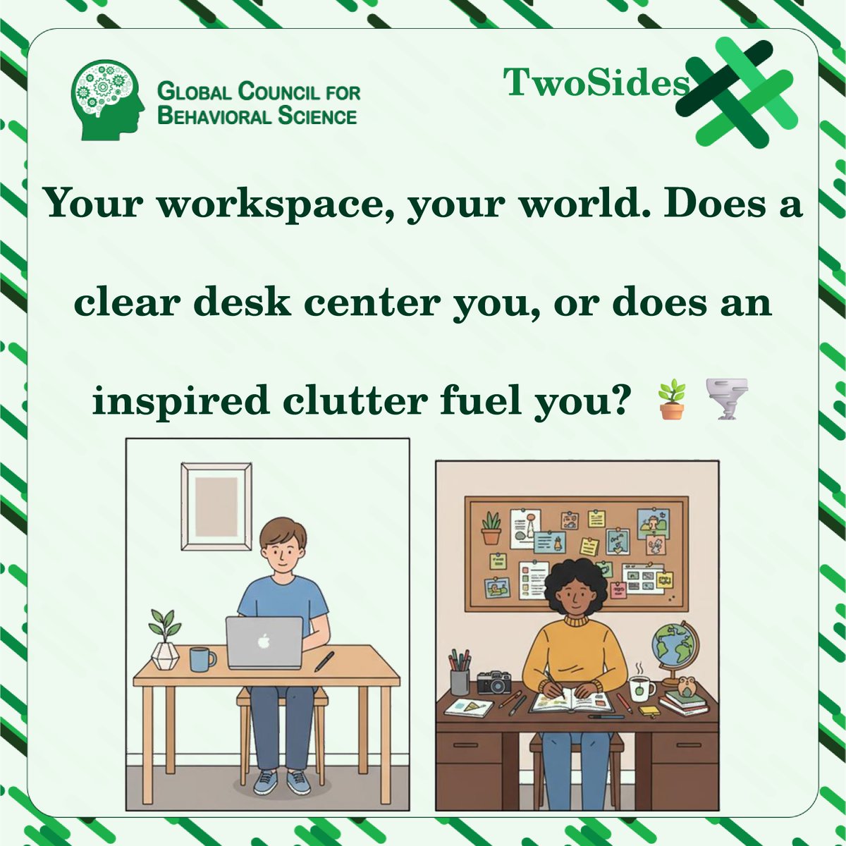 GcbsSocials's tweet image. Your workspace, your world. Does a clear desk center you, or does an inspired clutter fuel you? 🪴🌪️

#GCBS #TwoSides #Workspace #Minimalism #Creativity #DeskSetup #WorkFromHome