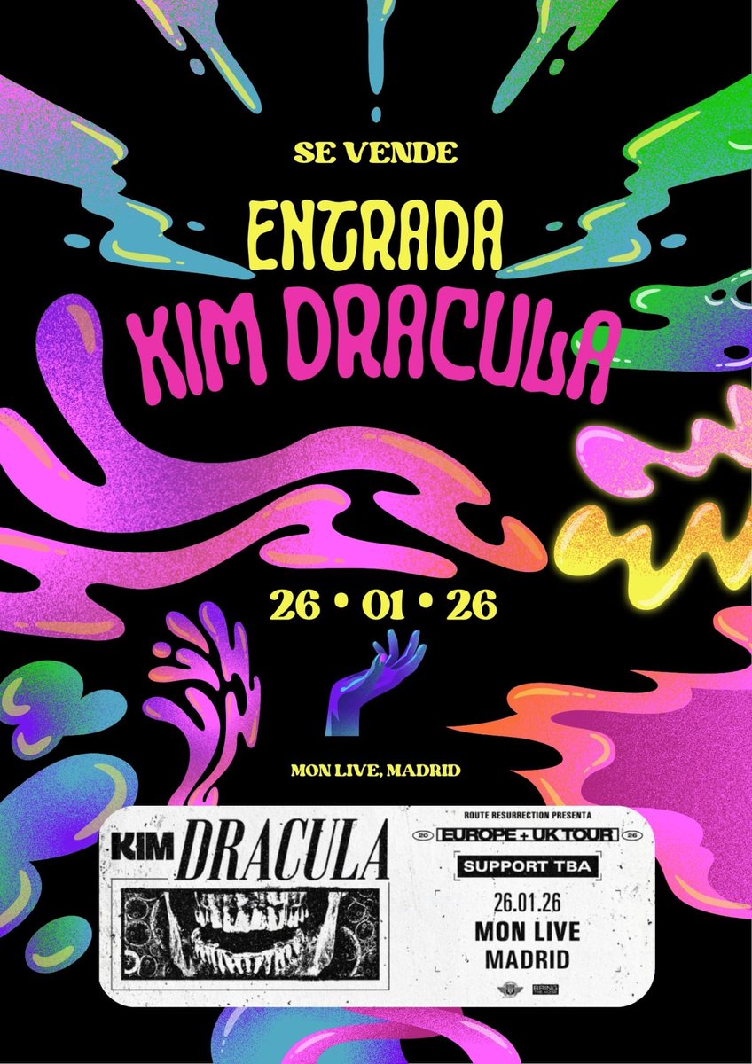 arrowmissed's tweet photo. Vendo entradas de Kim Drácula para Madrid el 26 de enero, por temas familiares me es imposible ir! 

Si a guíen le interesa, que me mande MD ✨

#KimDracula #KimDraculaConcierto
#KimDraculaConciertoMadrid 

🎸🎸🎸🎸🔗🔗🔗🔗📢📢📢📢 https://t.co/BN7ortTxaW