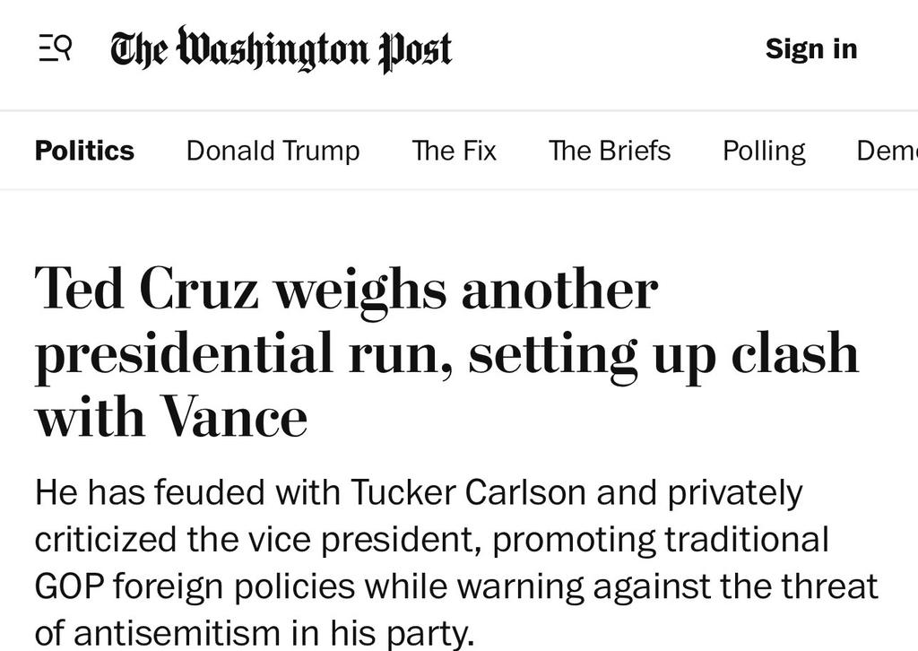 TimesB29989108's tweet image. 🚨🇺🇸#BREAKING: Texas Republican Sen. Ted Cruz is considering another run for President, according to the Washington Post.
#BreakingNews #TedCruz #Election2028 #USPolitics