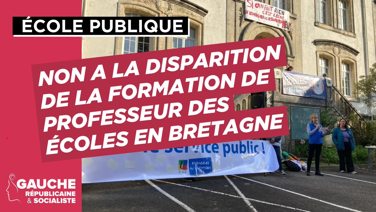 Gauche_RS's tweet image. La GRS contre la disparition de la formation des #professeursdesécoles dans le #Morbihan🧑‍🏫🏫
👉 g-r-s.fr/la-gauche-repu…
Longtemps en projet, la disparition de la formation de professeur des écoles à Vannes est un signal inquiétant pour l'#écolepublique en #Bretagne.
#écolelaïque
