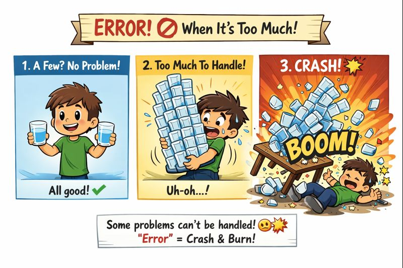 Vrushali0988's tweet image. 💥 Error = a serious problem at runtime that usually cannot be handled safely

🥛 Try = allocate memory
💥 Error = too much → app crashes
⚠ Lesson = some problems cannot be handled safely
#Kotlin #AndroidDev #CodingForBeginners