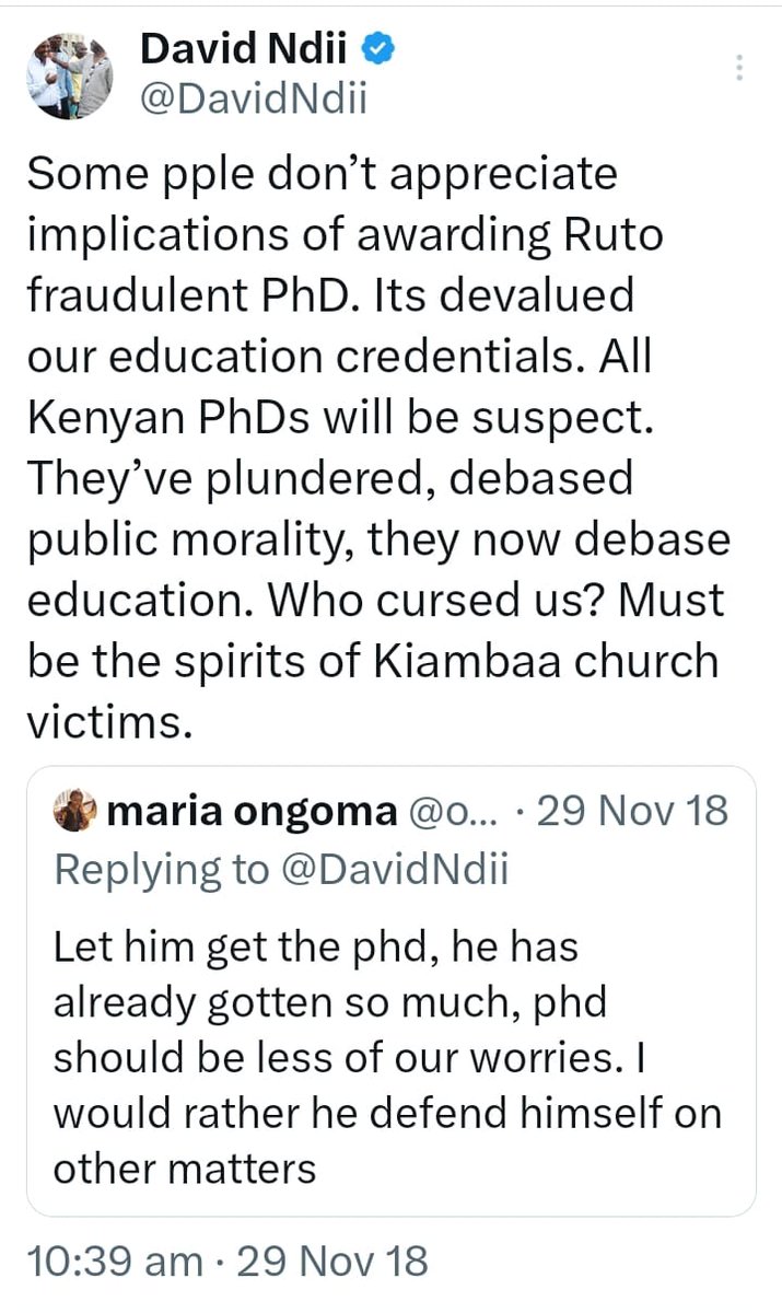 Kenyan politics is sickening, nobody has a stand. They only have prices, when the prices met. They change the tune <a href="/DavidNdii/">David Ndii</a> isn't speaking about the PhD anymore. He and the wife are now entrepreneur s in govt <a href="/C_NyaKundiH/">Cyprian, Is Nyakundi</a>